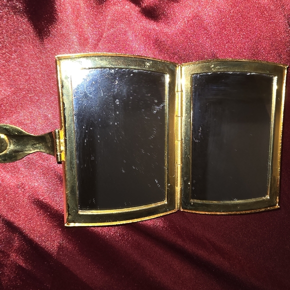 Vintage Gold Tone Dual Purse Mirror Compact with Jewel Accents - Picture 5 of 8